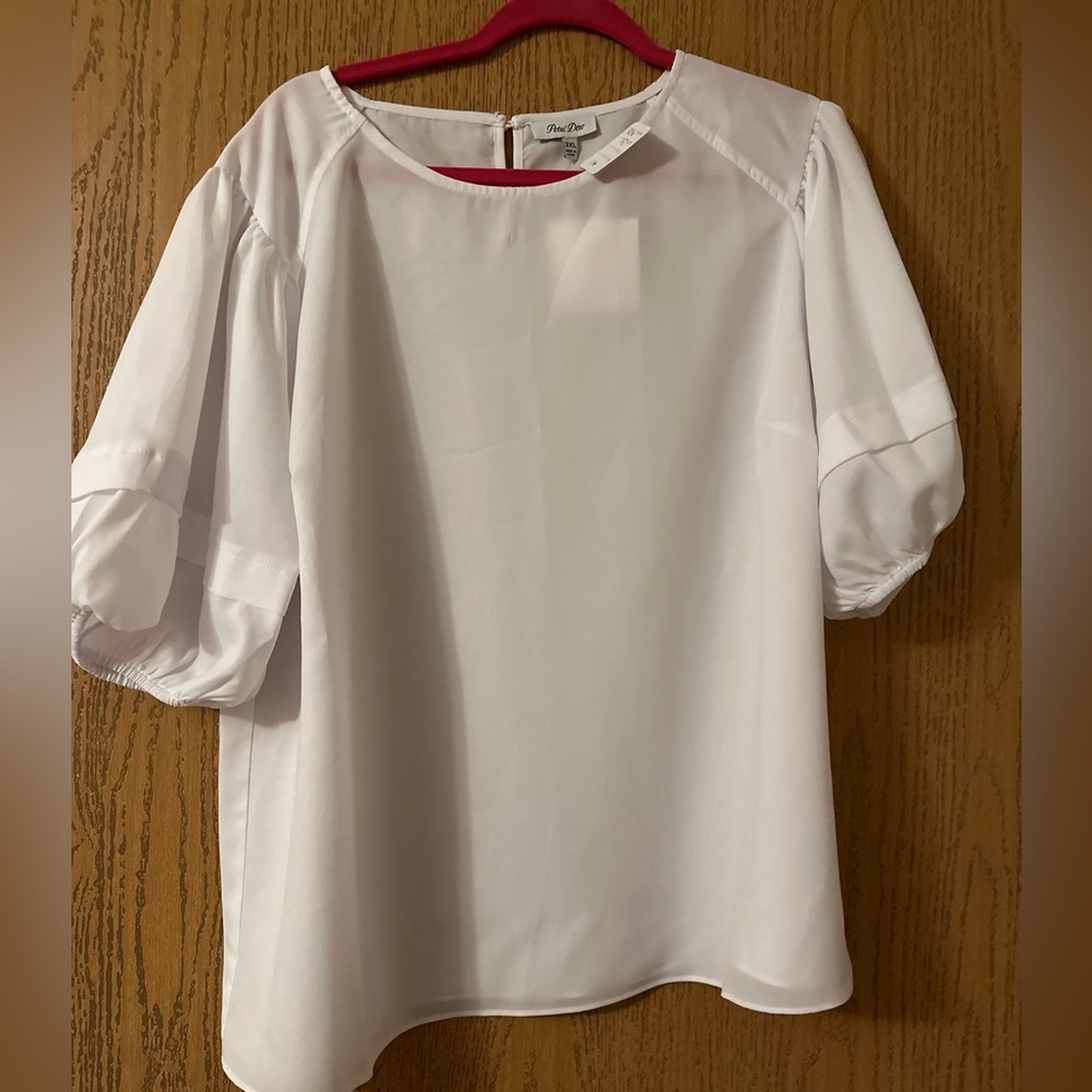 Petal Dew White Puff Sleeve Blouse- Plus Size 3X NWT